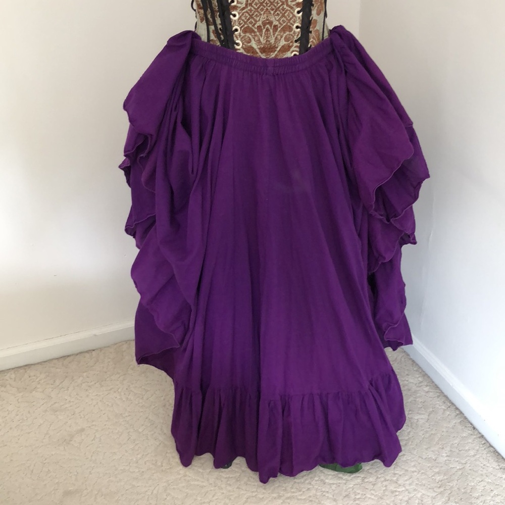 Renaissance Peasant Belly Dance Maxi Skirt Cotton Hi Low Full Circle